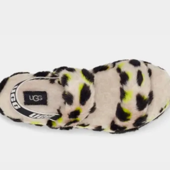 UGG Fluff Oh Yeah Slide Slippers Sandals Cheetah Leopard Print new - Picture 2 of 10